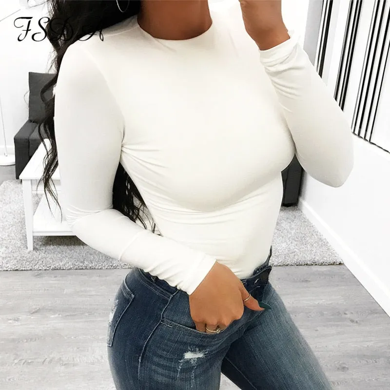 2021 Women's Long Sleeve Bodysuit O Neck Casual Spring Sizes S - L