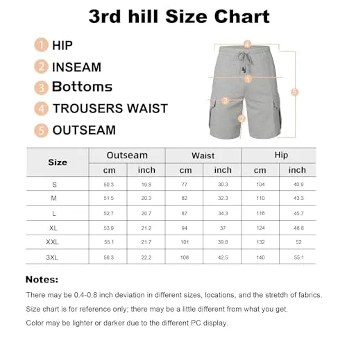 3rd hill Mens Casual Sweat Cargo Cotton Shorts Drawstring Elastic Waist Athletic Workout Gym Jogger Shorts with 5 Pockets Black