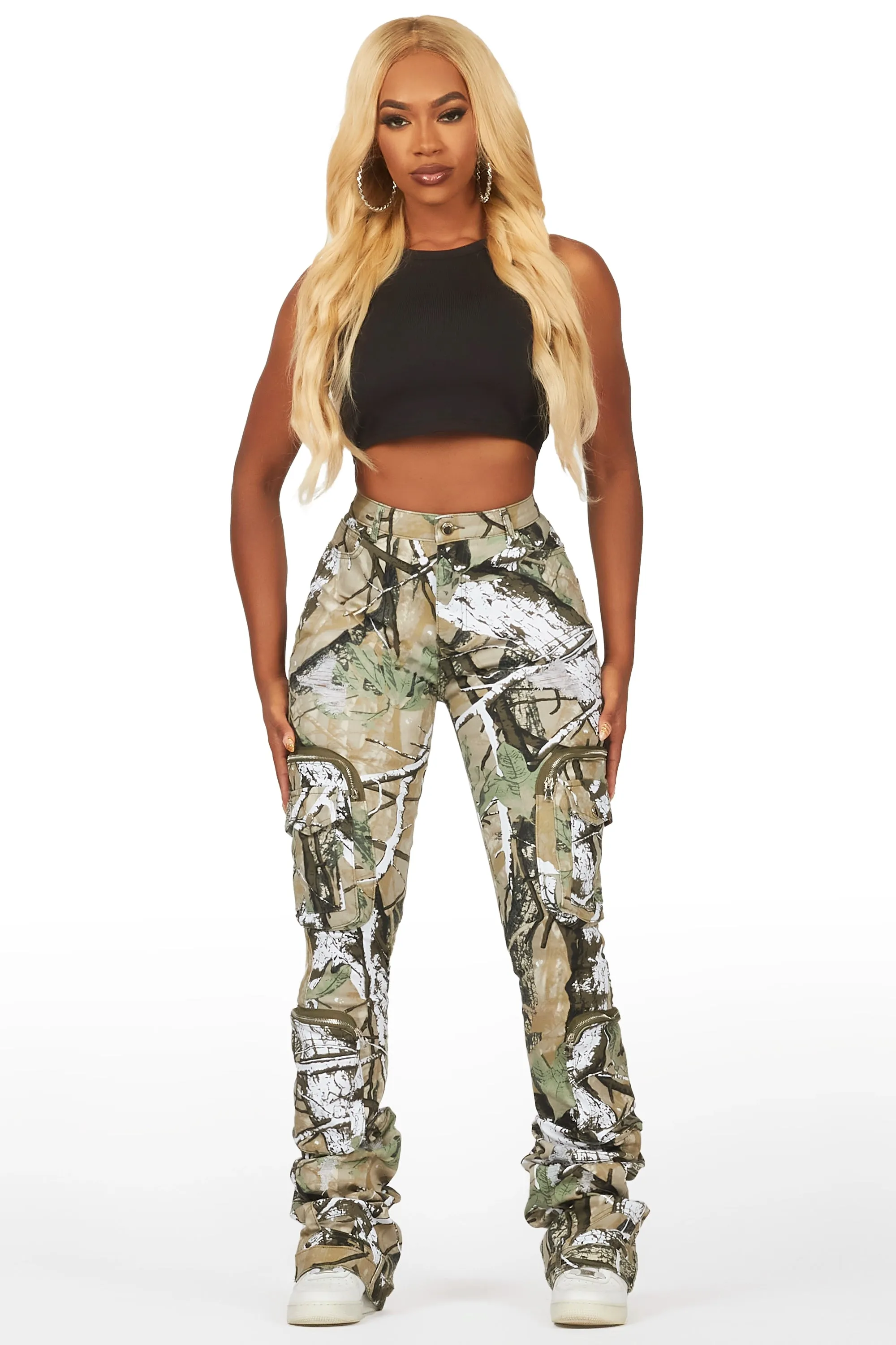 Alisson Tree Camo Cargo Super Stacked Jean