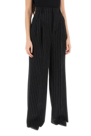 Ami paris wide-legged pinstripe trousers with