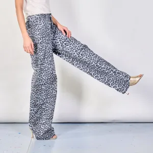 Animal print wide-leg trousers wholesale