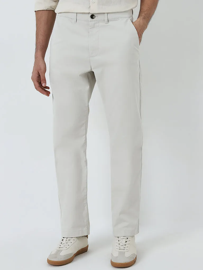 Ascot Off-White Relaxed-Fit Mid-Rise Cotton-Blend Chinos