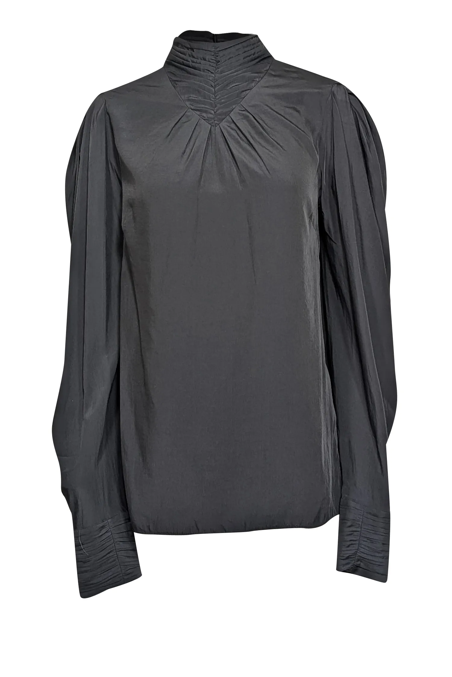 Ba&sh - Black Pleated Crepe de Chine Blouse Sz 8