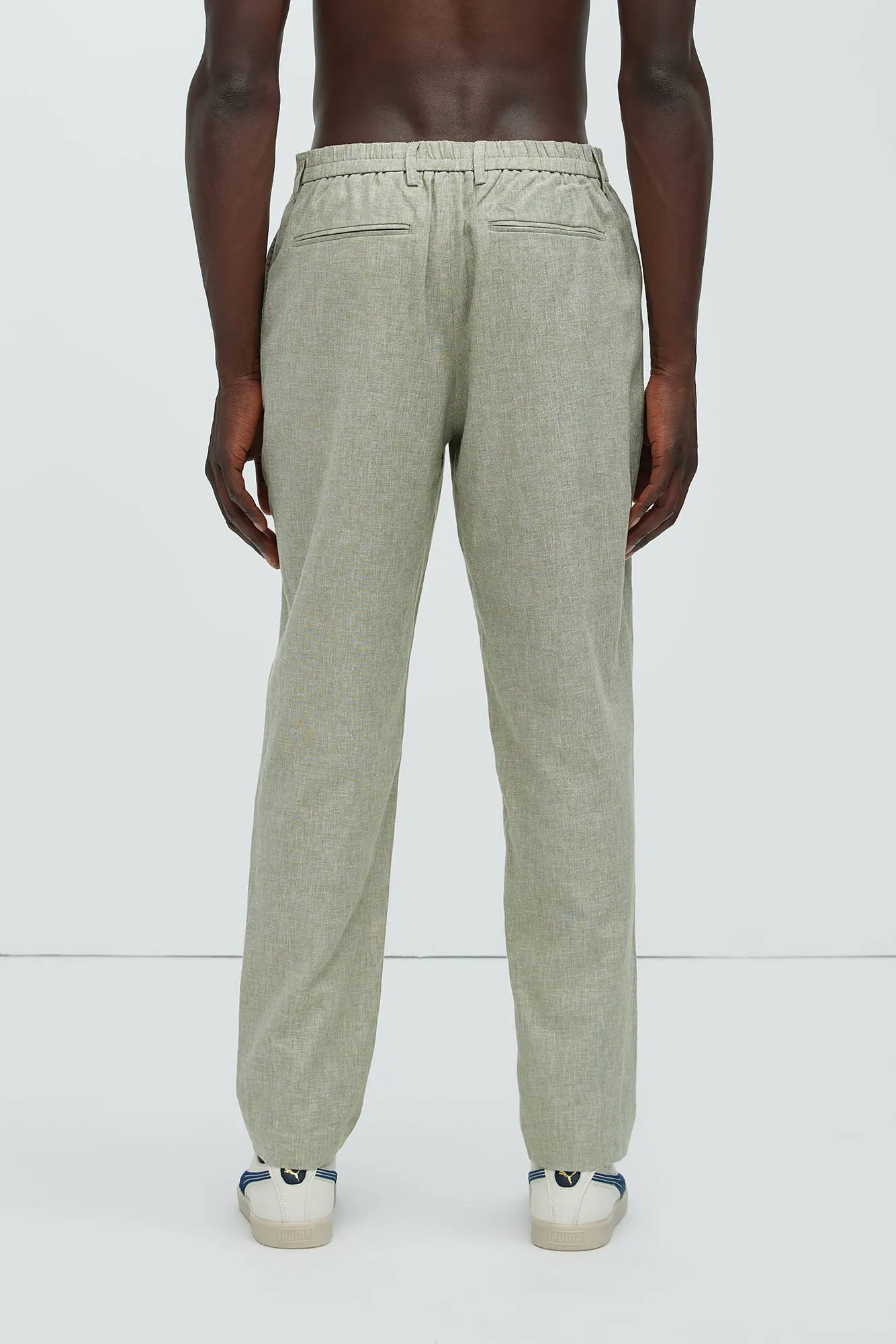 Bahamas Straight Pleated Linen Trousers - Green