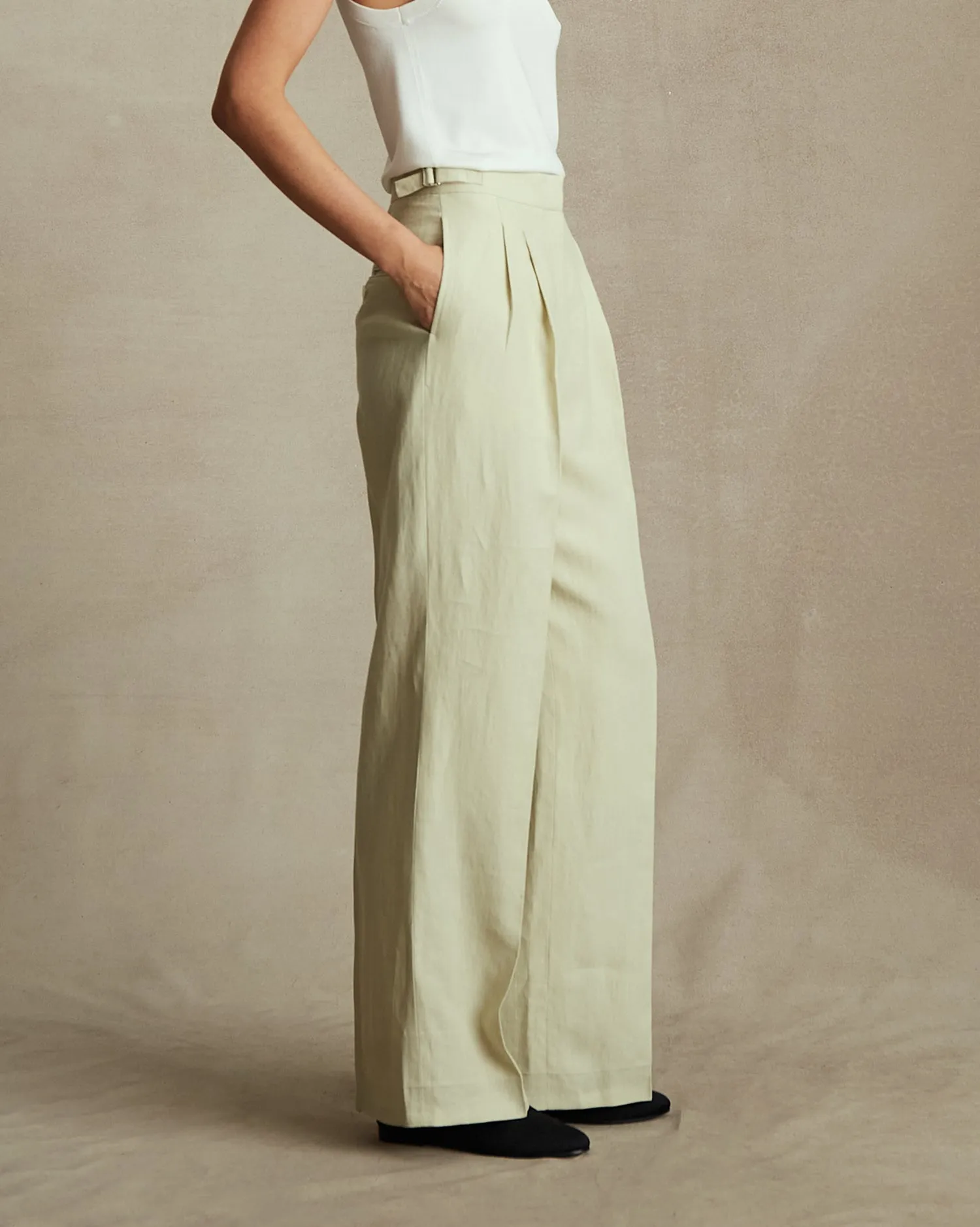 Beige Linen Perriand Trousers