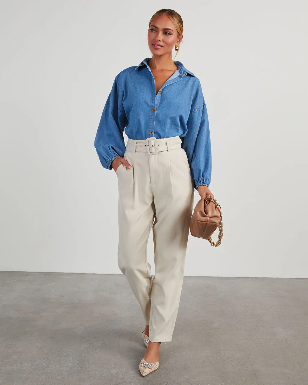 Bizzy Denim Balloon Sleeve Top