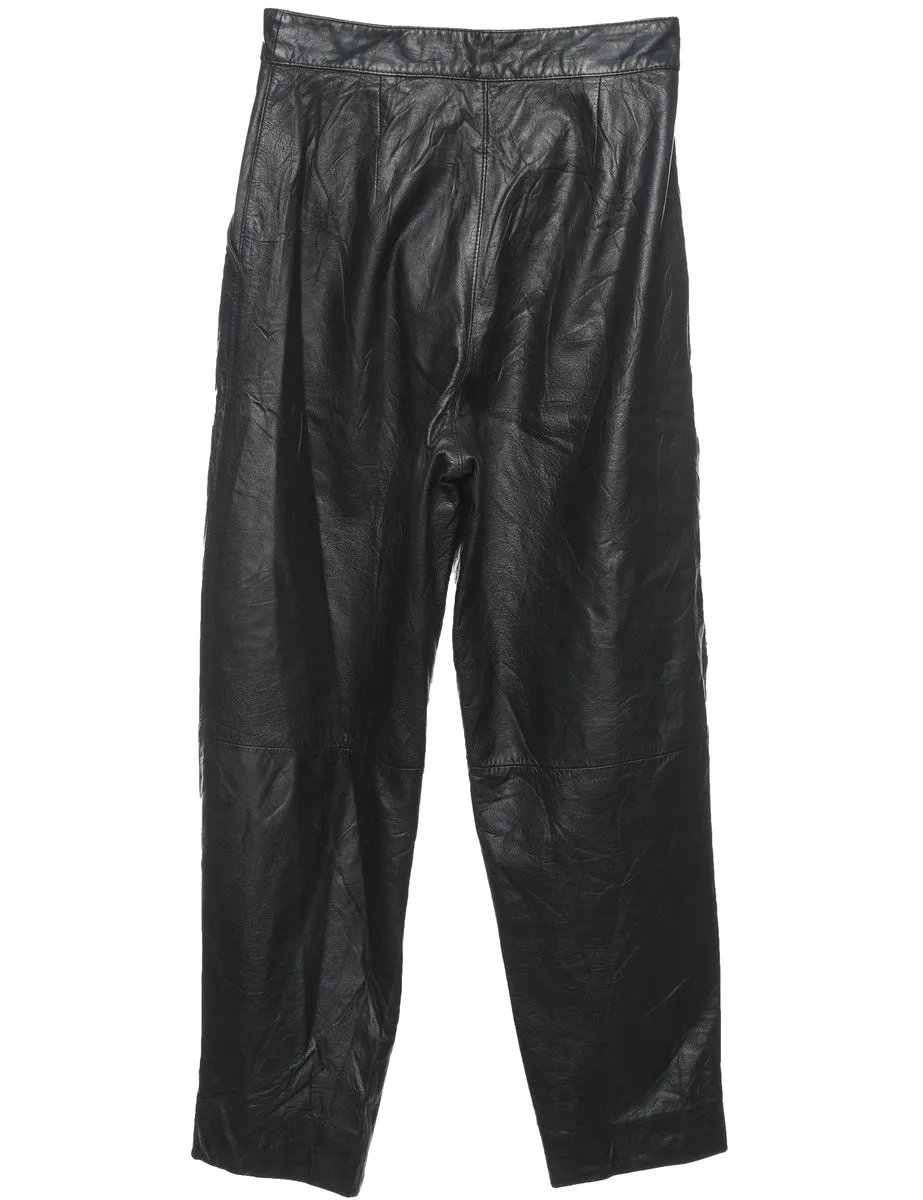 Black Classic Leather Trousers - W26 L26