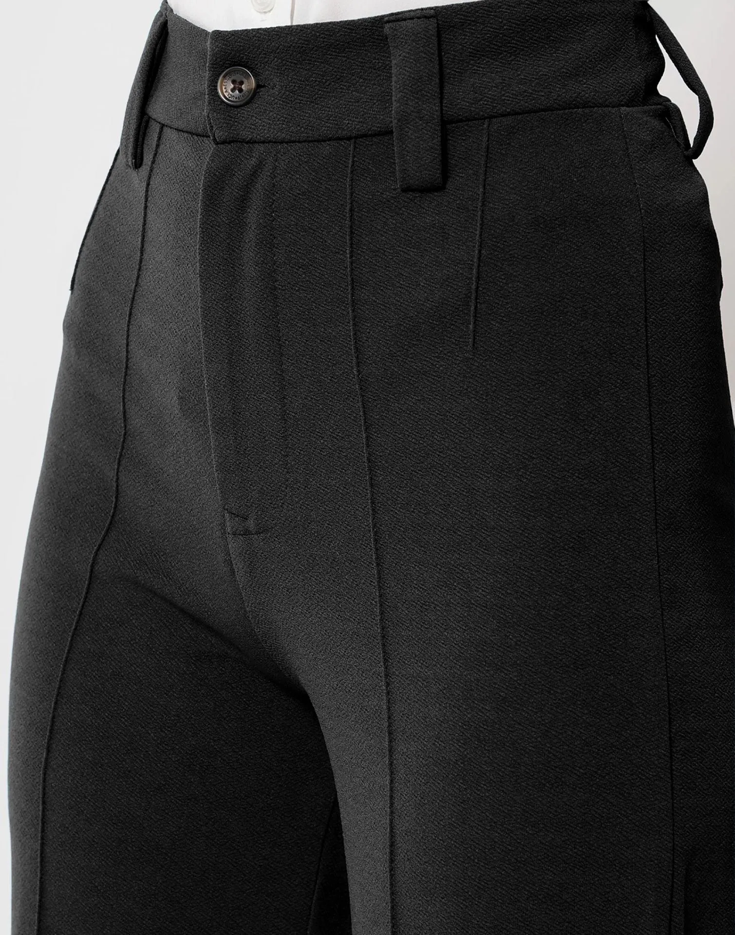 Black Pin Tuck Flared Trouser | Women