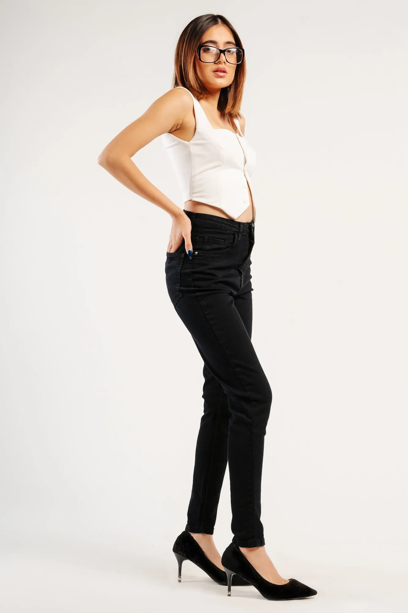 Black Thread Skinny Jeans