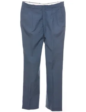 Blue Pleated Detail Trousers - W33 L32