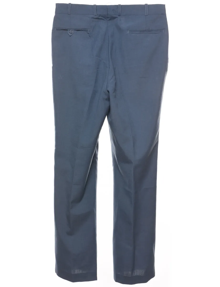 Blue Pleated Detail Trousers - W33 L32