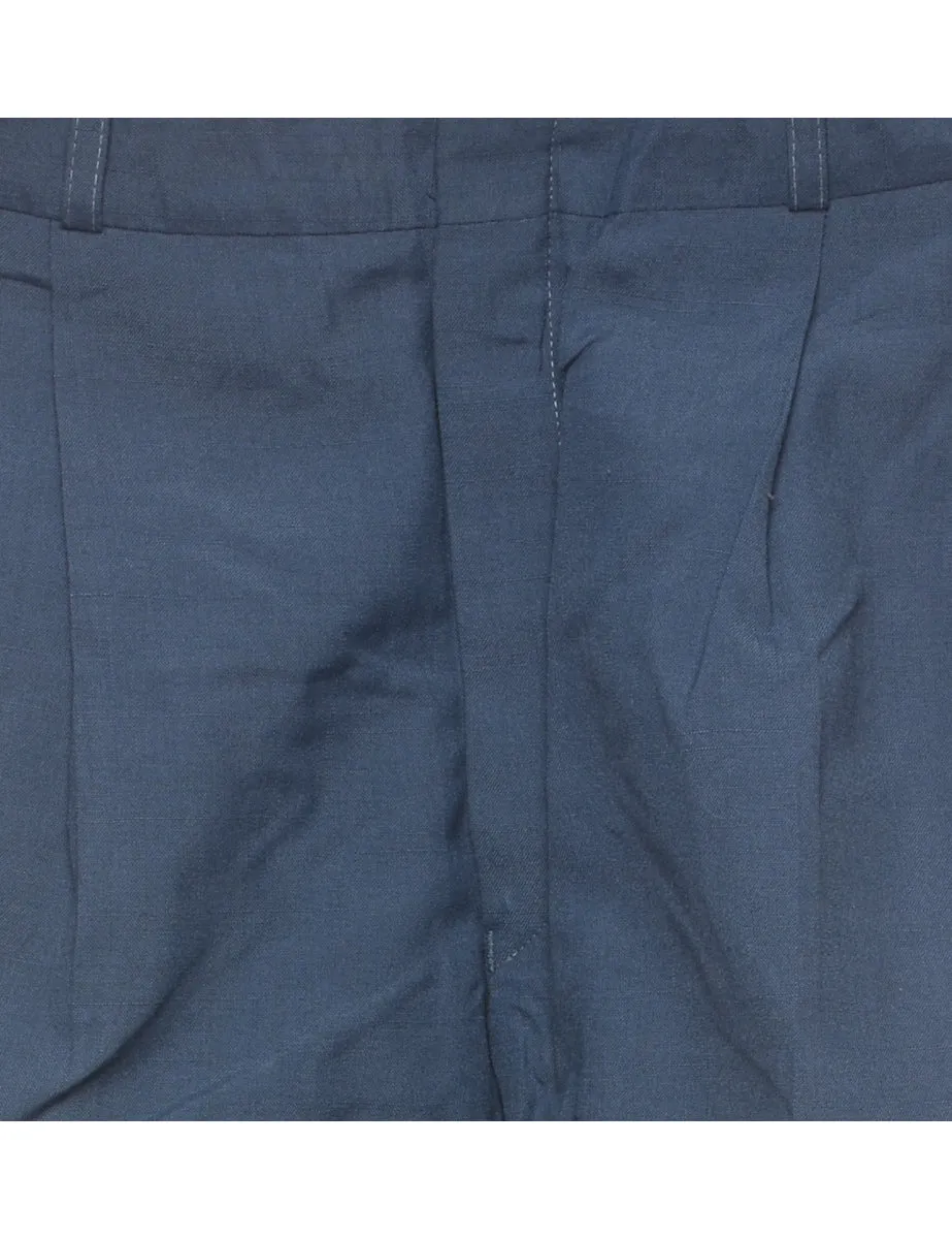 Blue Pleated Detail Trousers - W33 L32