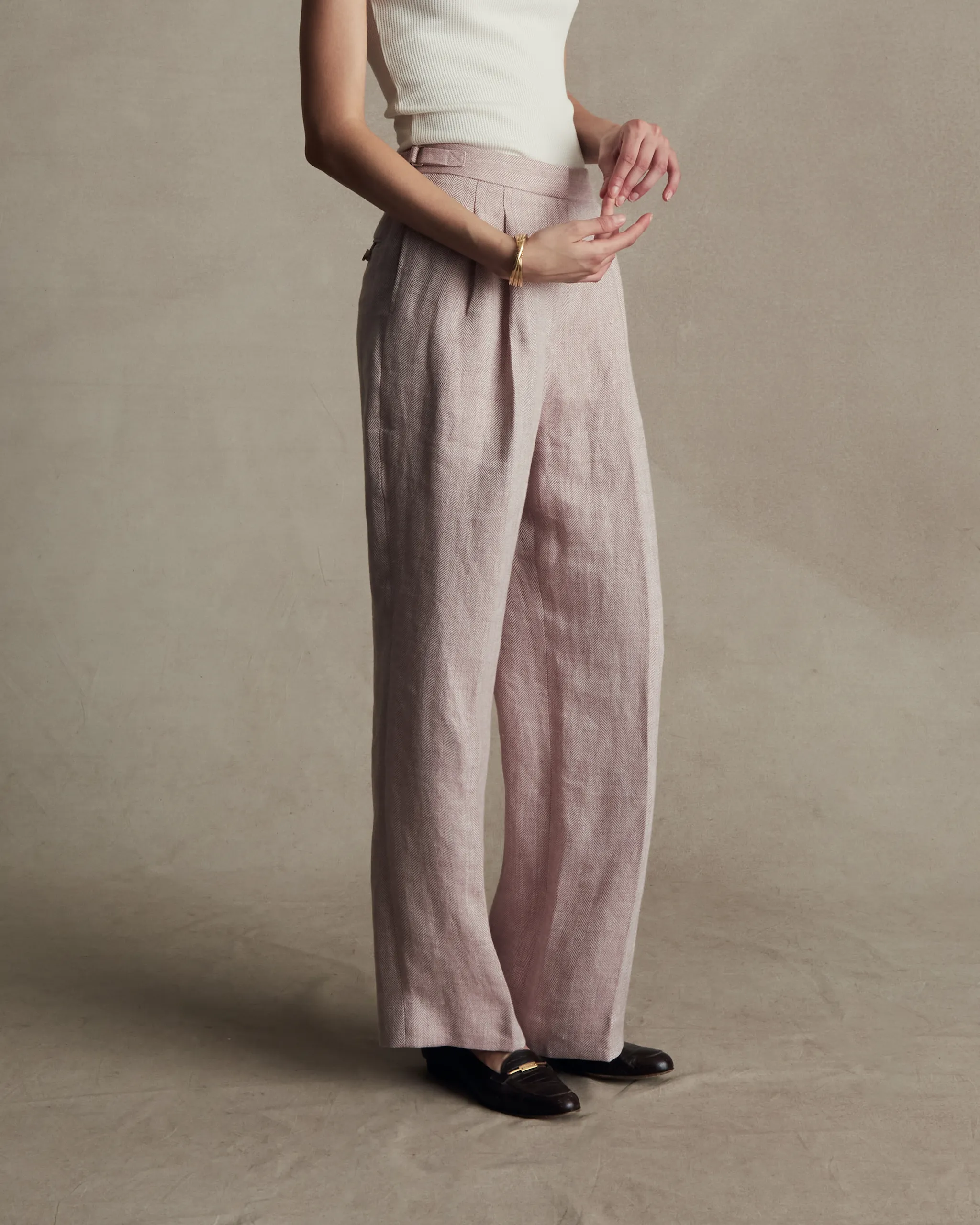 Blush Herringbone Perriand Trousers