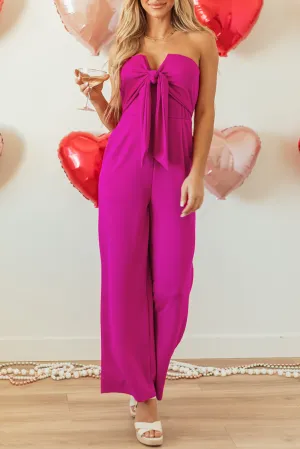 Bowknot Strapless Wide Leg Jumpsuit