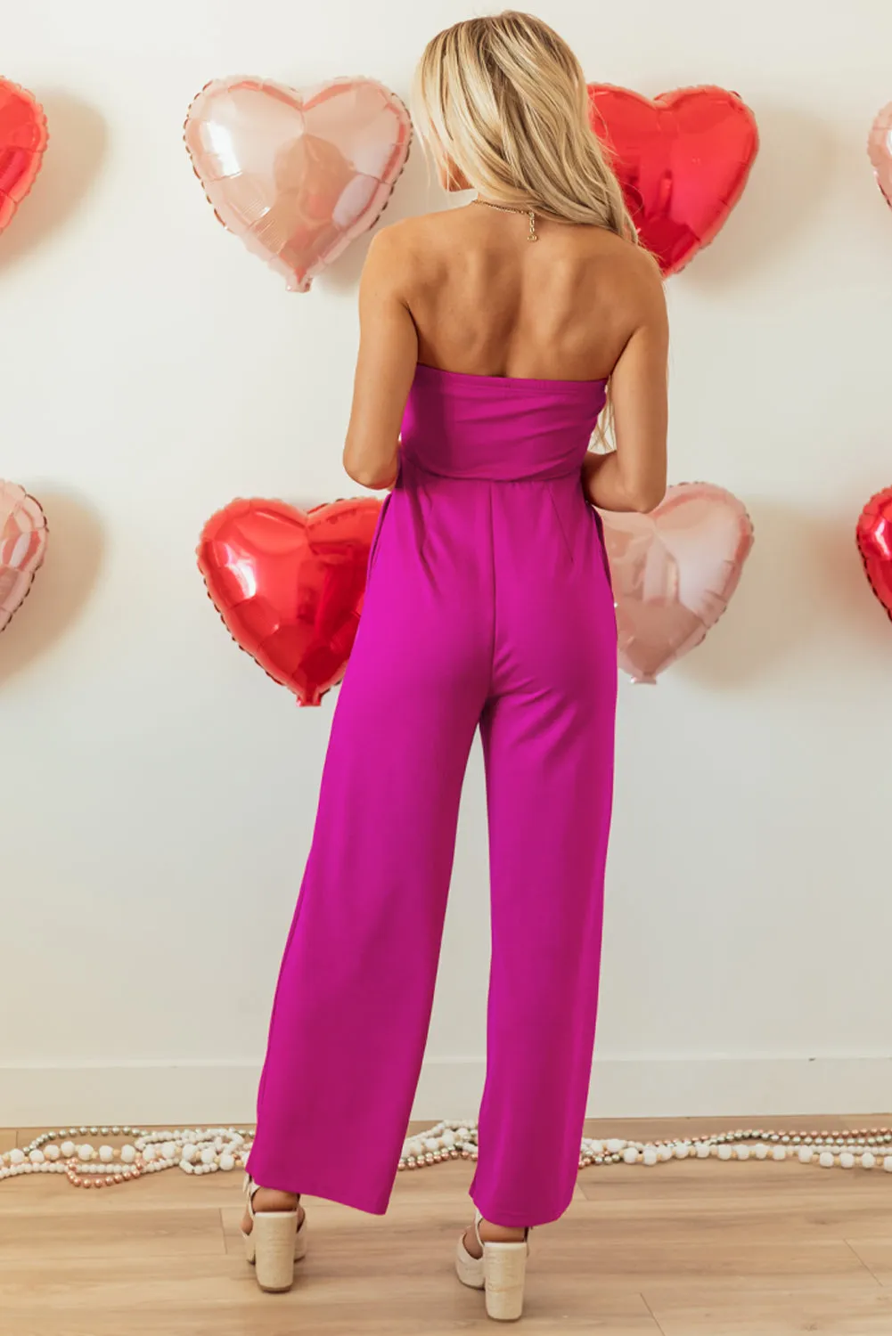 Bowknot Strapless Wide Leg Jumpsuit