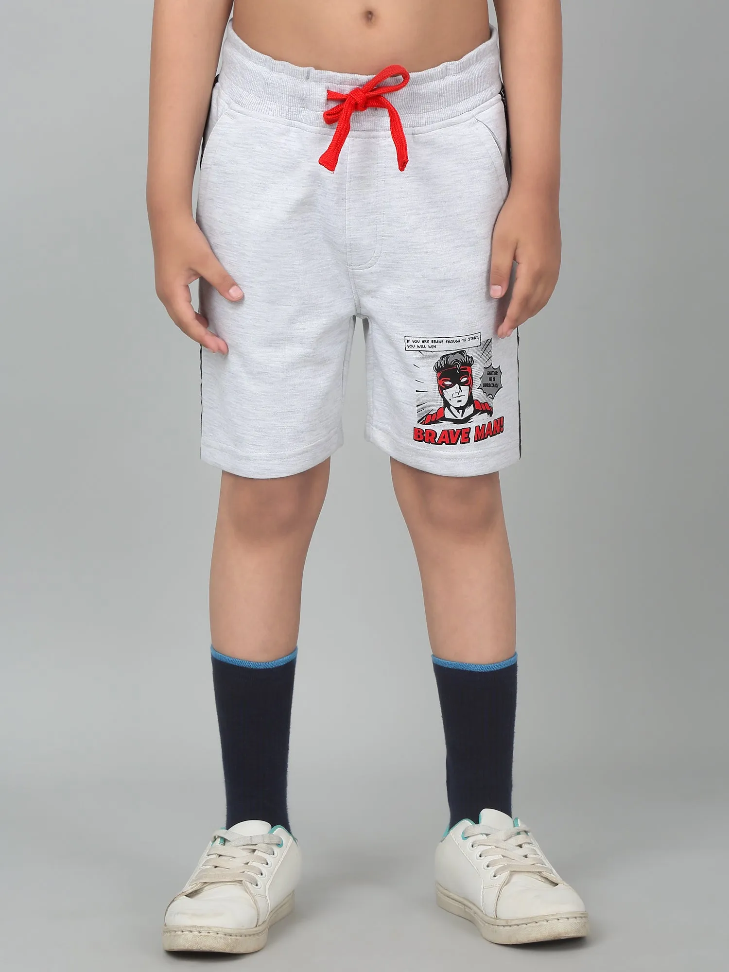 Boy's Grey Printed Bermuda Shorts