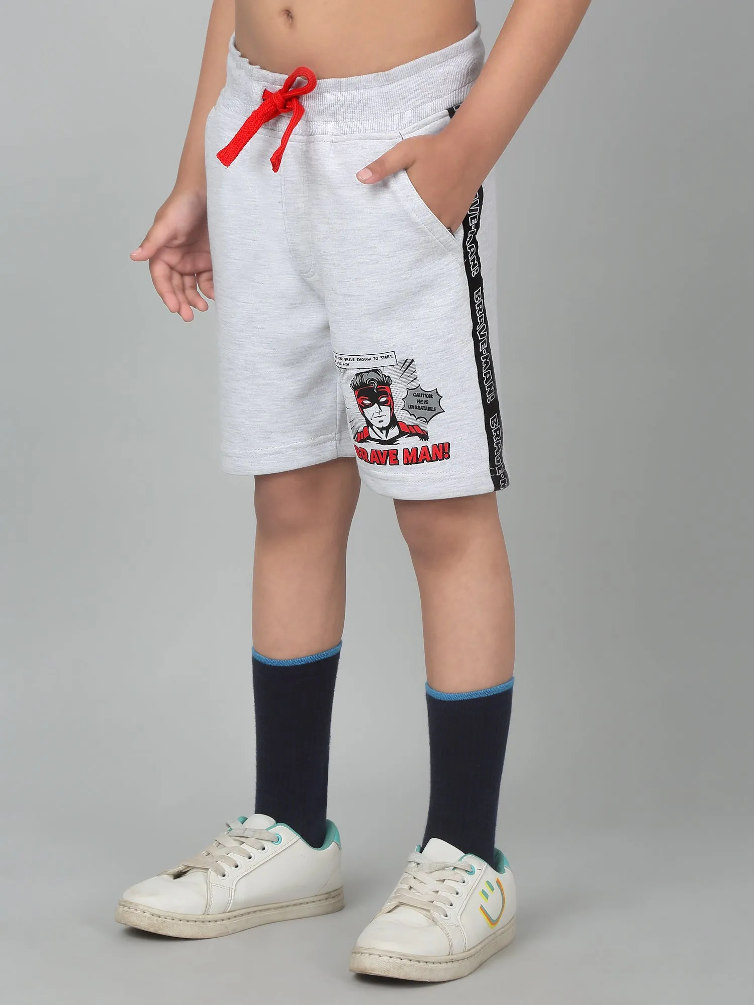 Boy's Grey Printed Bermuda Shorts