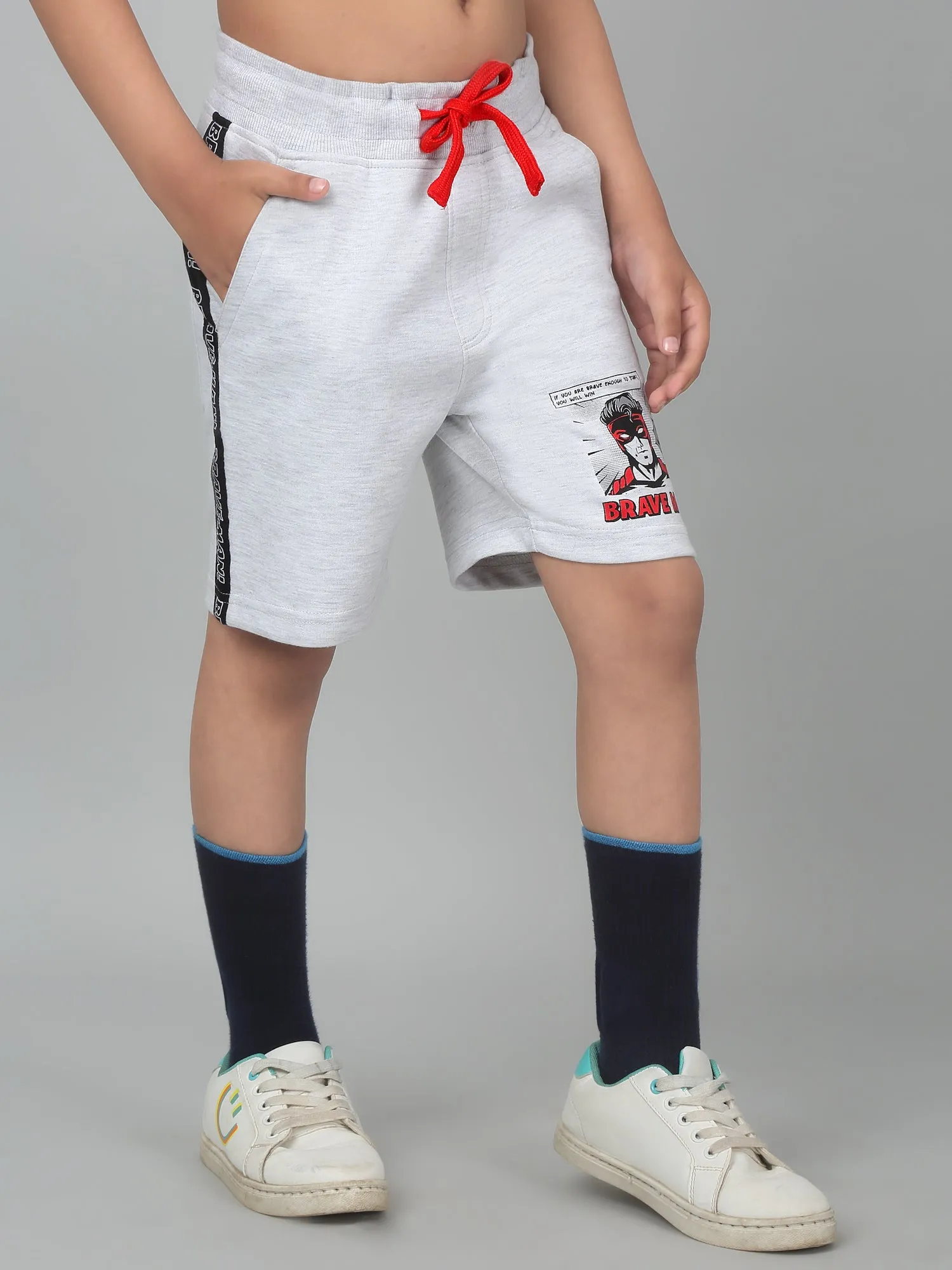 Boy's Grey Printed Bermuda Shorts