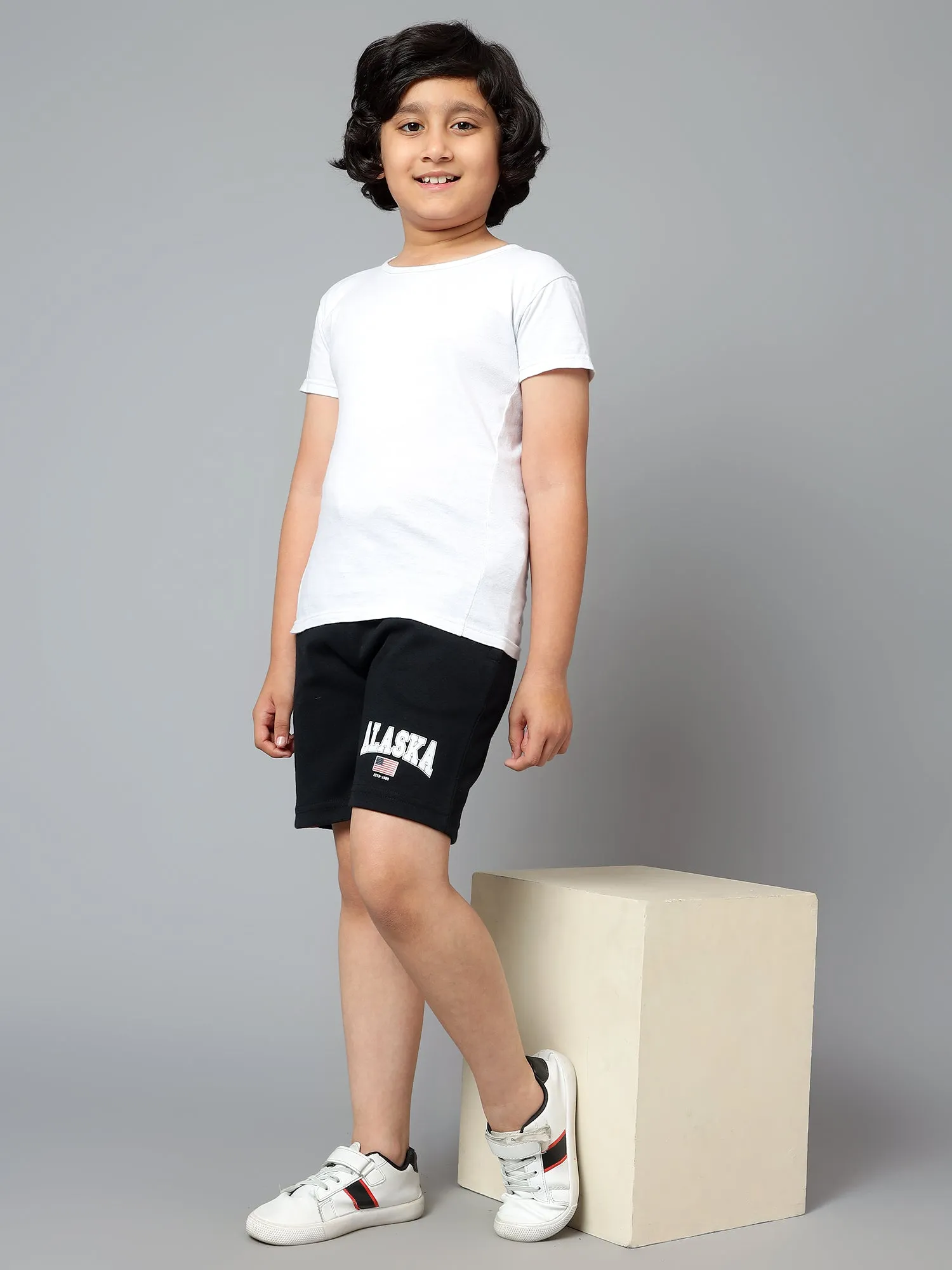 Boy's Navy Blue Printed Bermuda Shorts