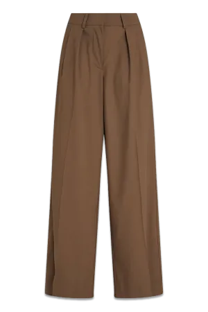 Buckled Grain de Poudre Wide-Leg Pants