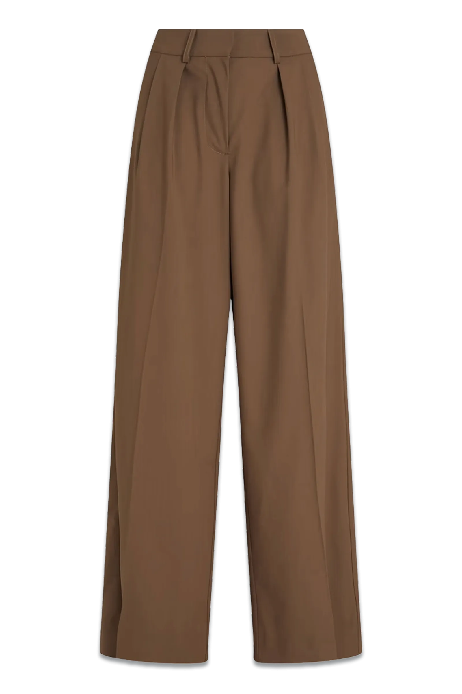 Buckled Grain de Poudre Wide-Leg Pants