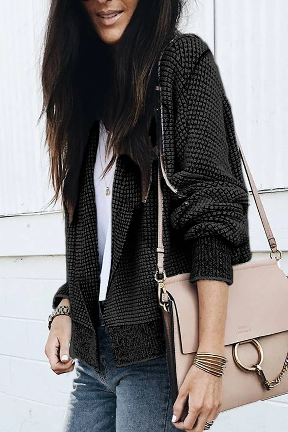 Casual Knitted Open Front Cardigan