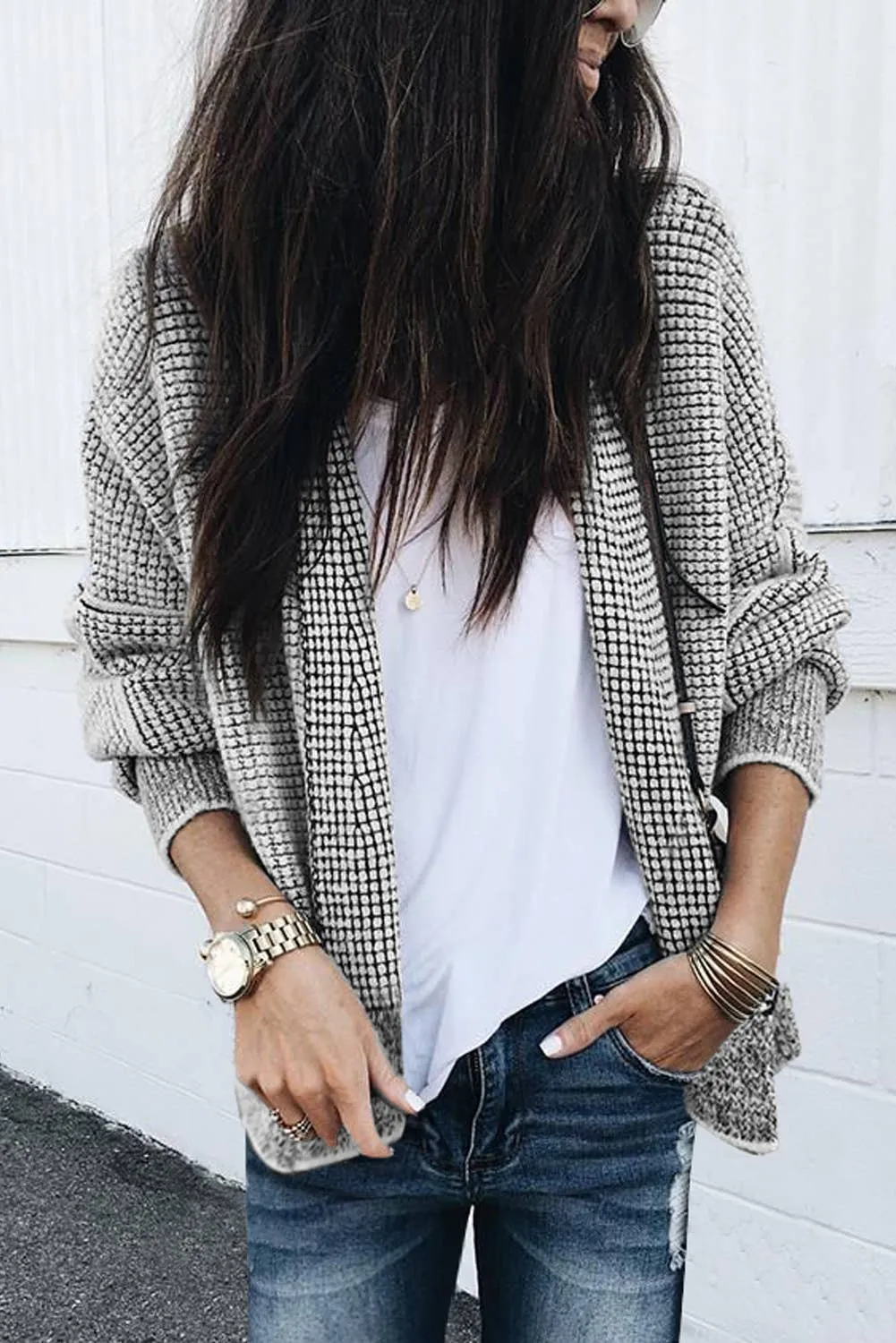 Casual Knitted Open Front Cardigan