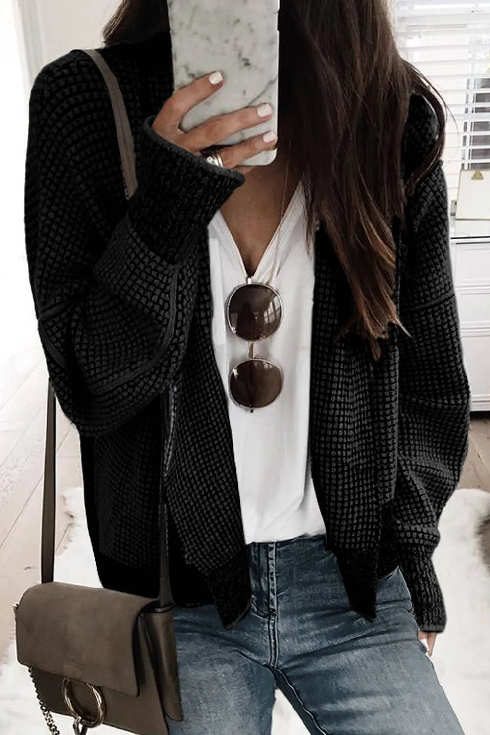 Casual Knitted Open Front Cardigan