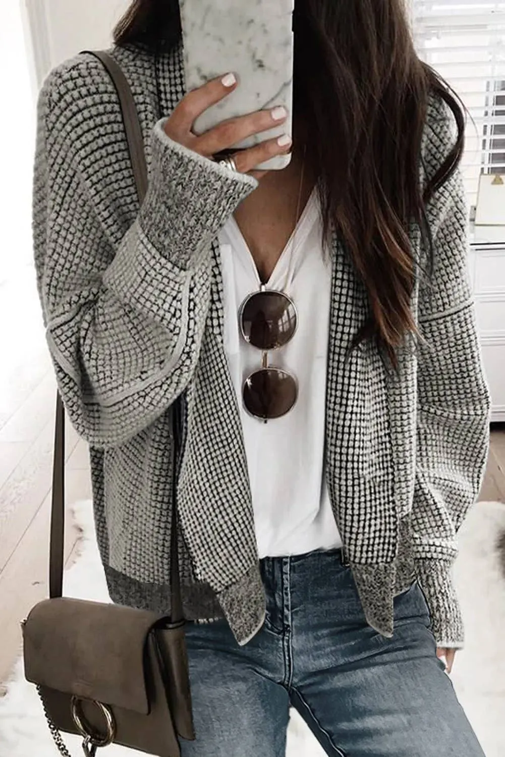 Casual Knitted Open Front Cardigan