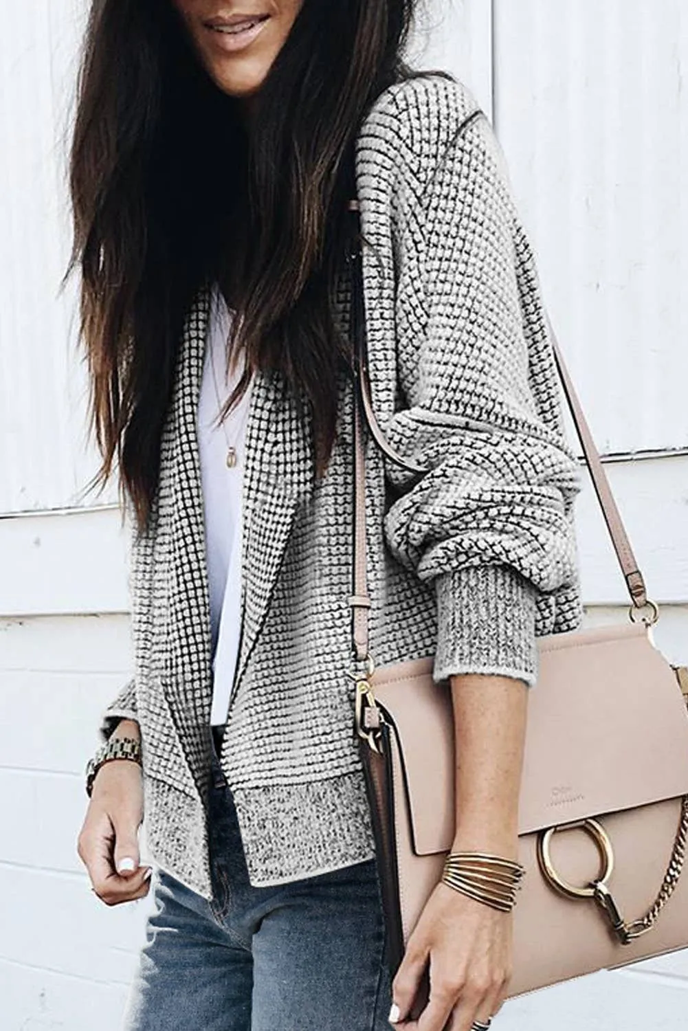 Casual Knitted Open Front Cardigan