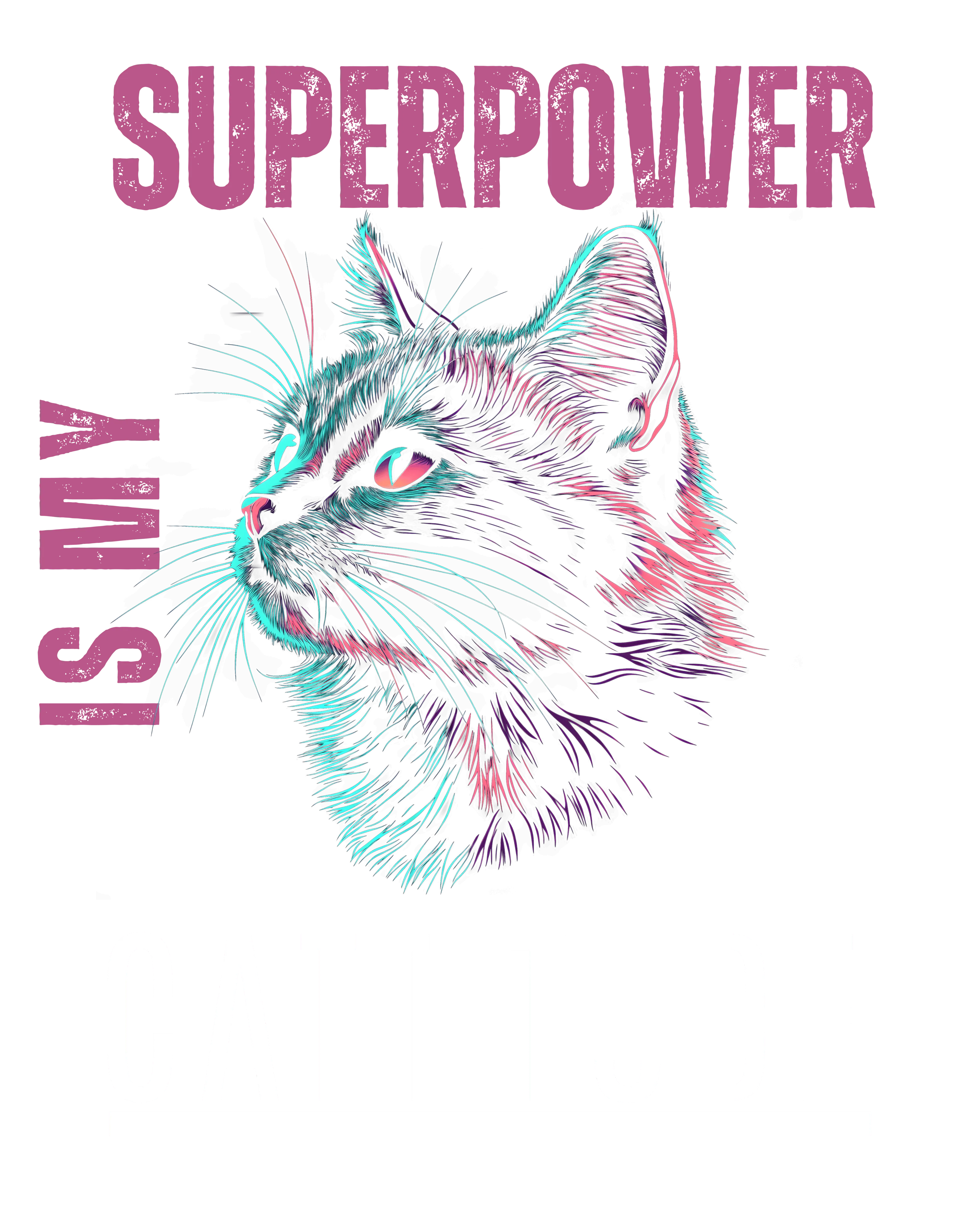 Cattitude Is My Superpower | Oversized Cat Graphic Cotton T-Shirt