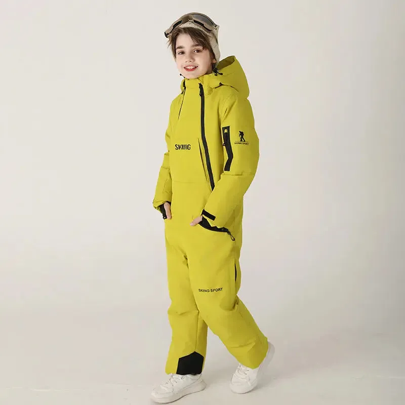 Children Thick Snow Jumpsuits Bright Color One-piece Snowsuits