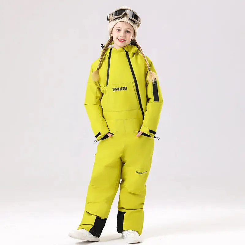 Children Thick Snow Jumpsuits Bright Color One-piece Snowsuits