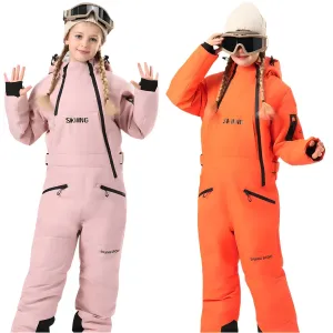 Children Thick Snow Jumpsuits Bright Color One-piece Snowsuits