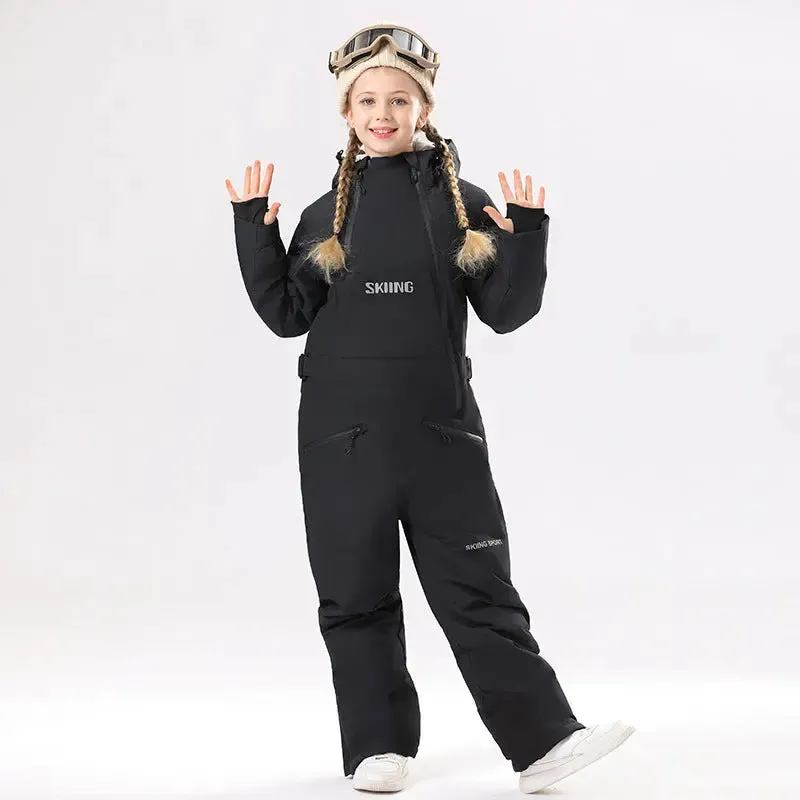 Children Thick Snow Jumpsuits Bright Color One-piece Snowsuits