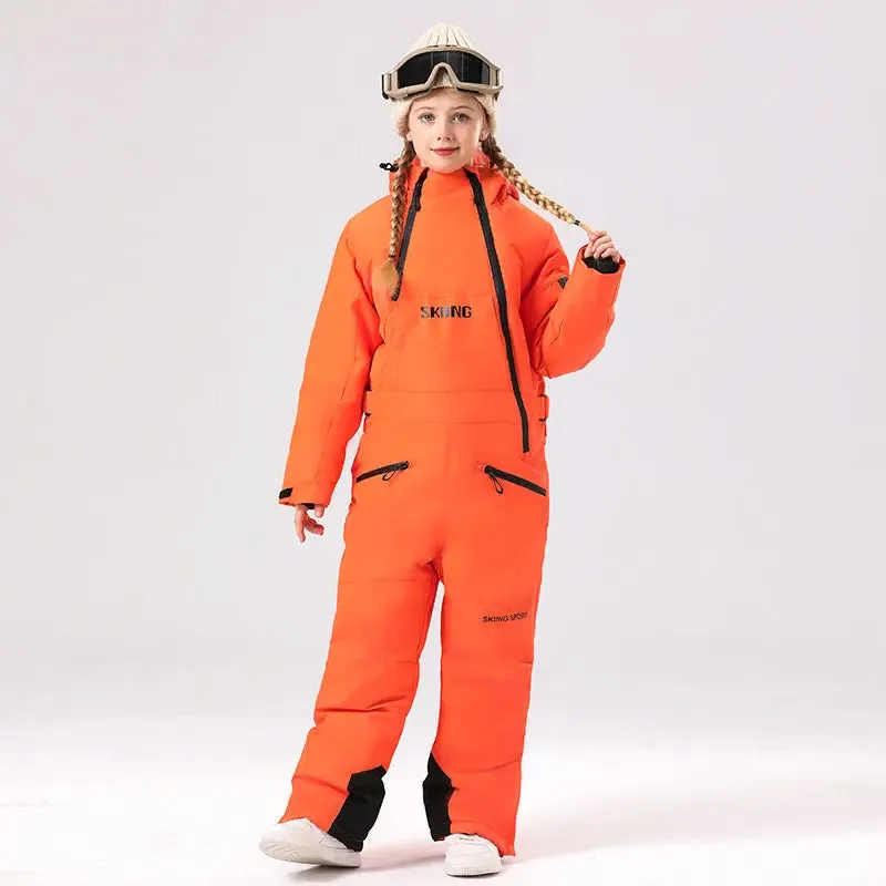 Children Thick Snow Jumpsuits Bright Color One-piece Snowsuits