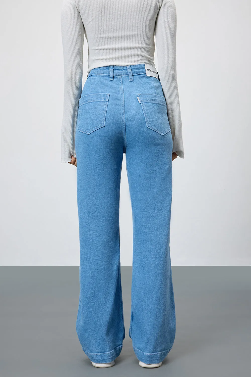 Coastal Breeze High-Waist Pocketed Bootcut Jeans