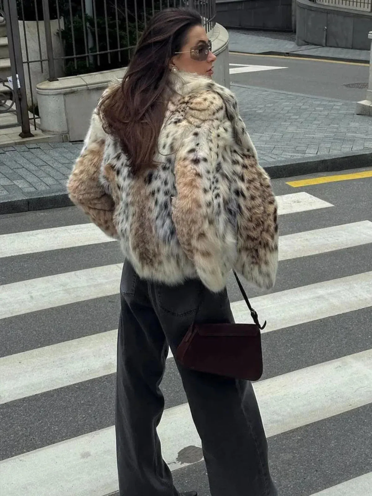 Cropped Leopard Faux Fur Jacket