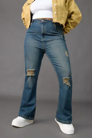 Curve Vintage Blue Stretch Bootcut Jeans