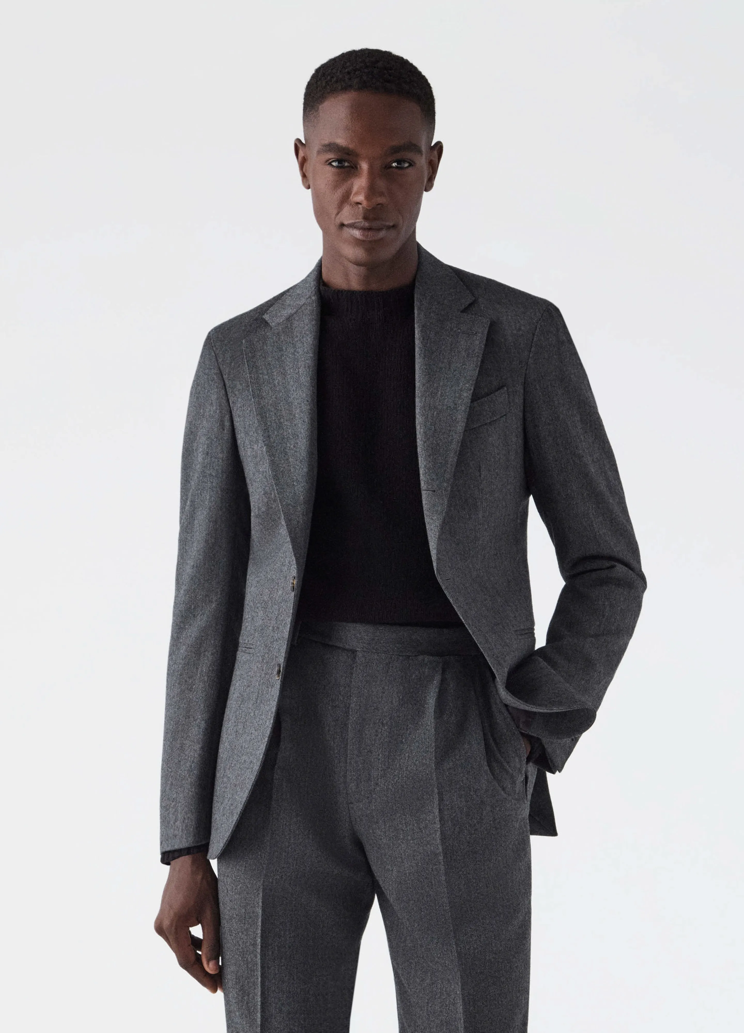 Don Herringbone Suit Jacket - Mid Grey