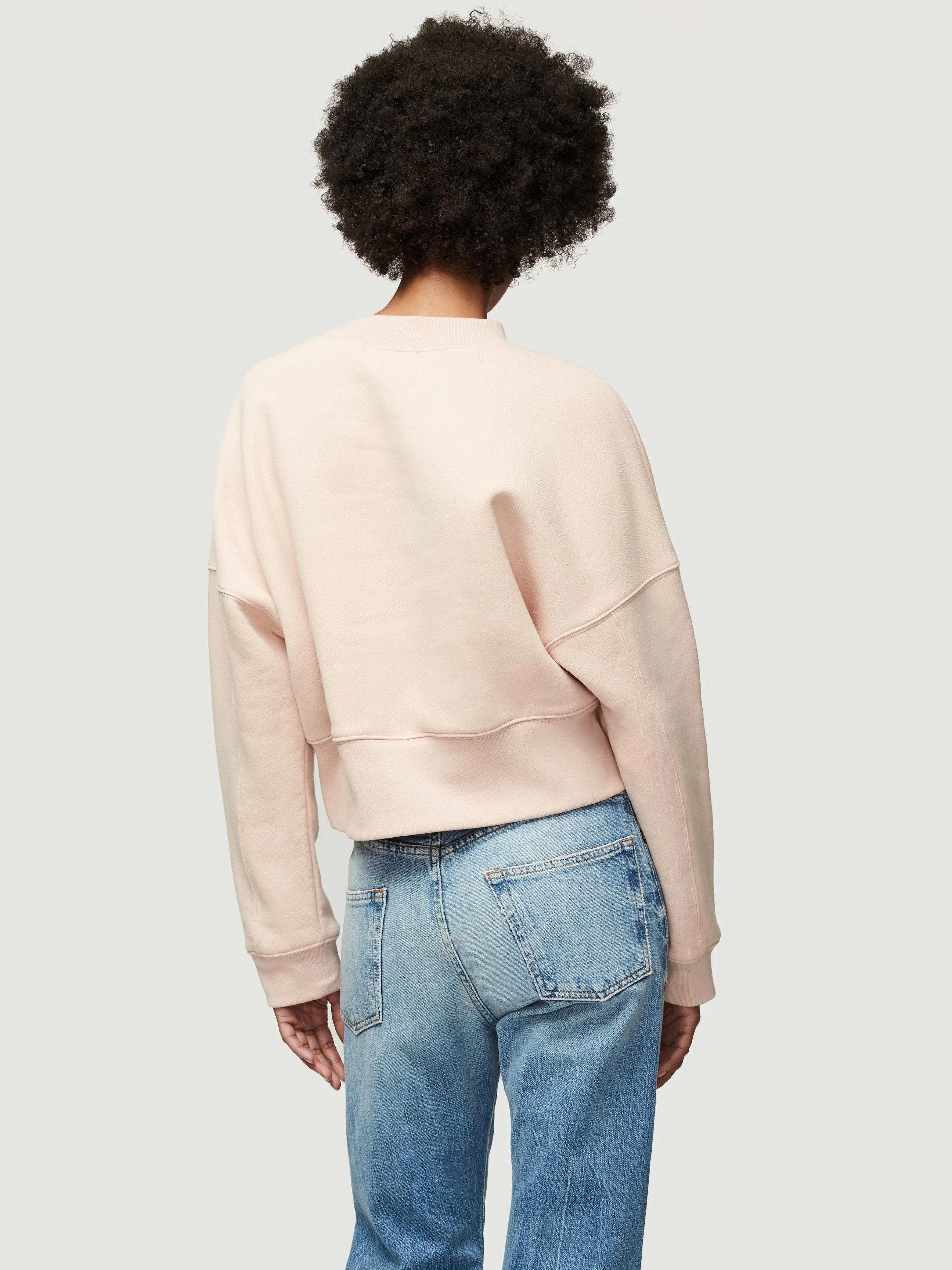 Drop Shoulder Crew -- Washed Nude