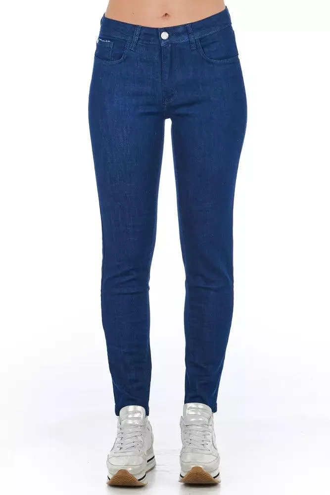 Frankie Morello Blue Cotton Women Skinny Jean