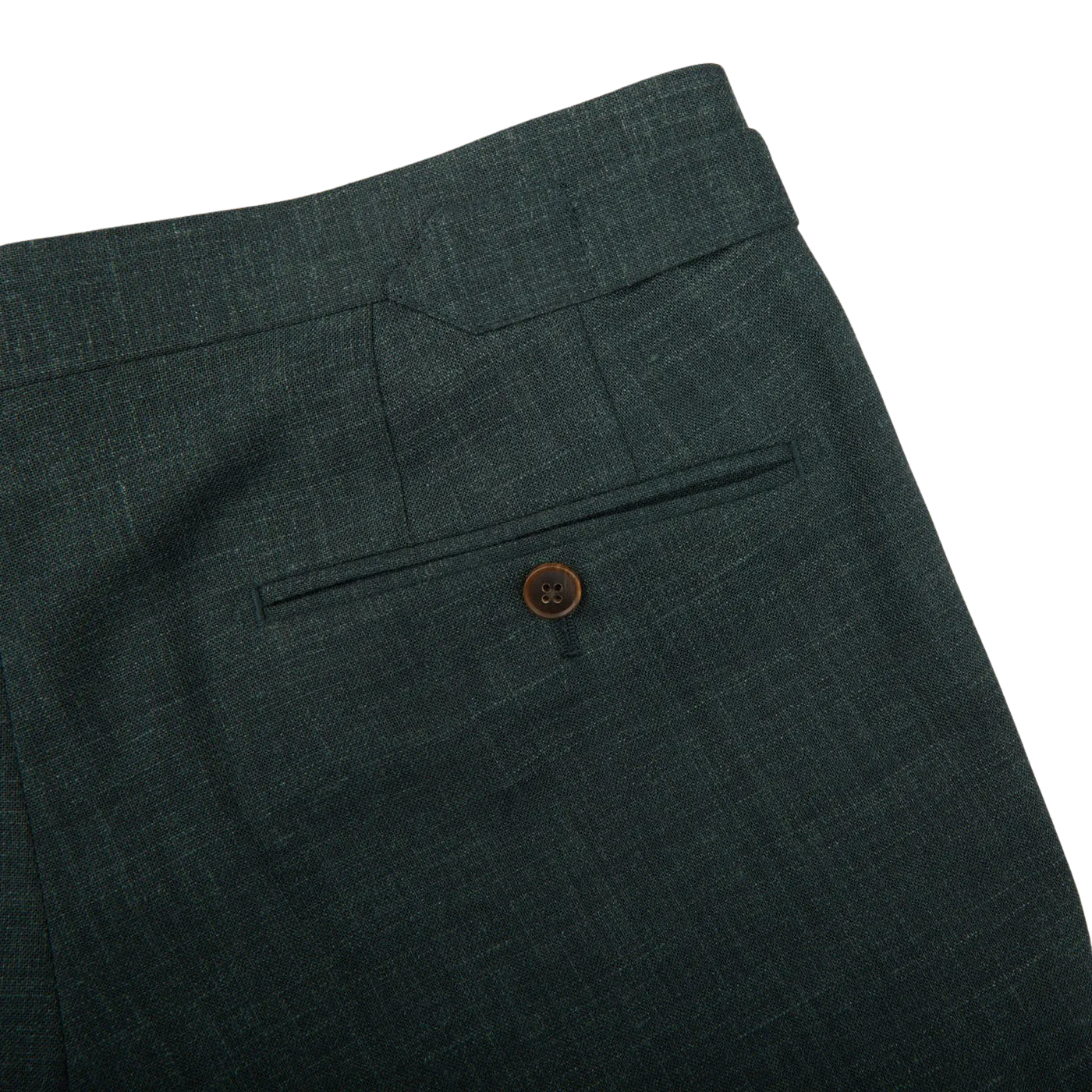 Green Melange Wool Linen Pleated Trousers