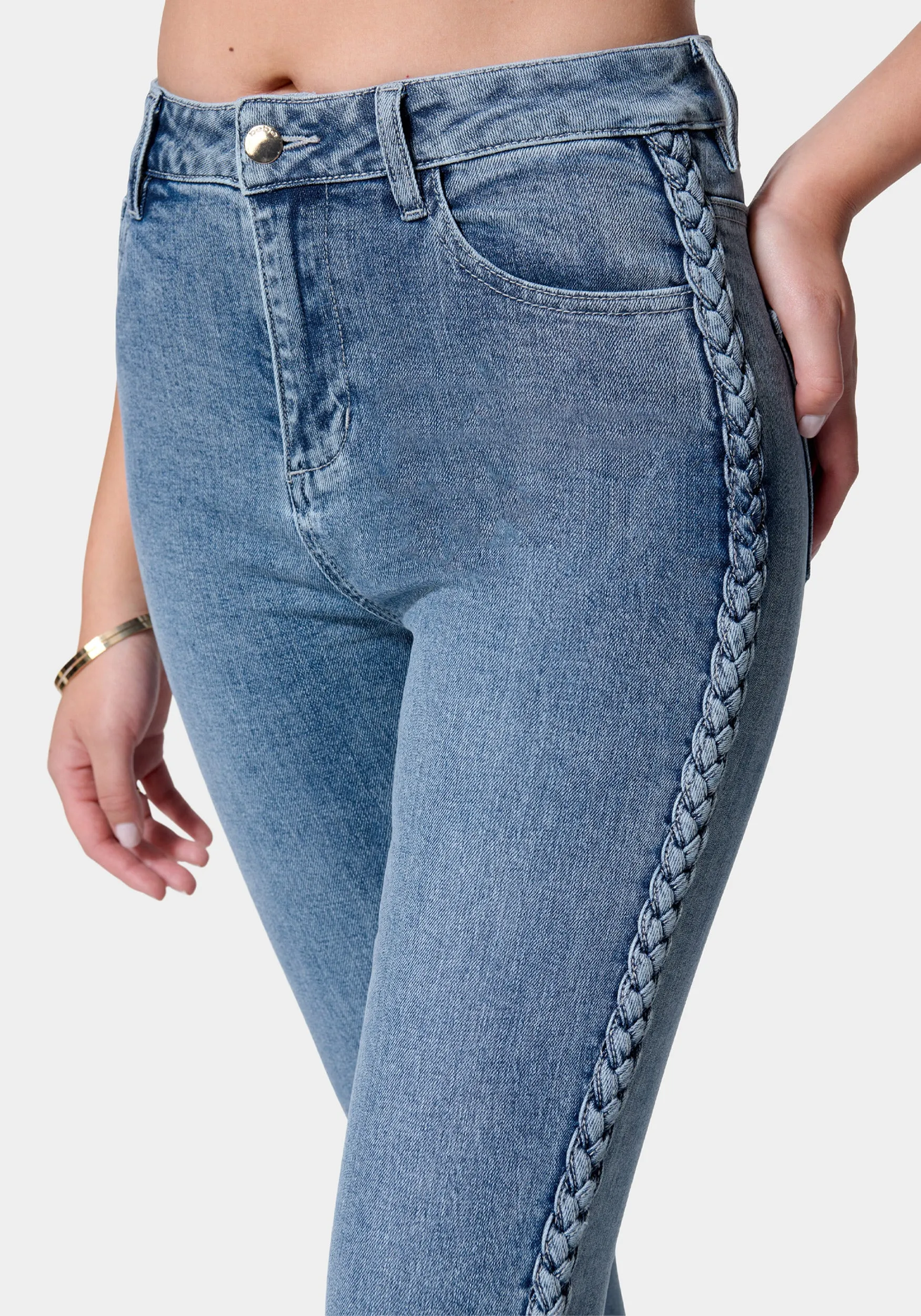 High Waist Side Taping Skinny Jeans