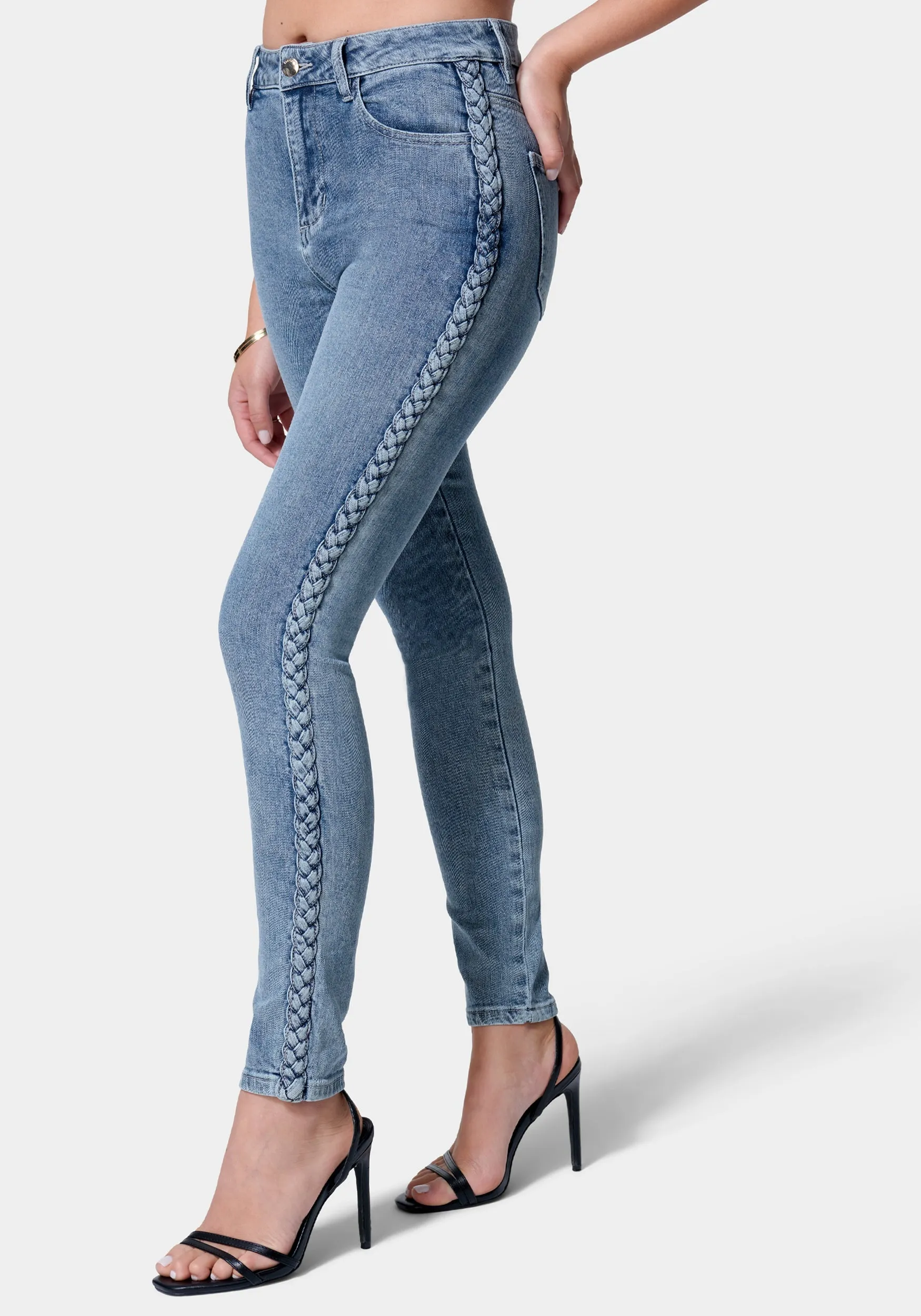 High Waist Side Taping Skinny Jeans