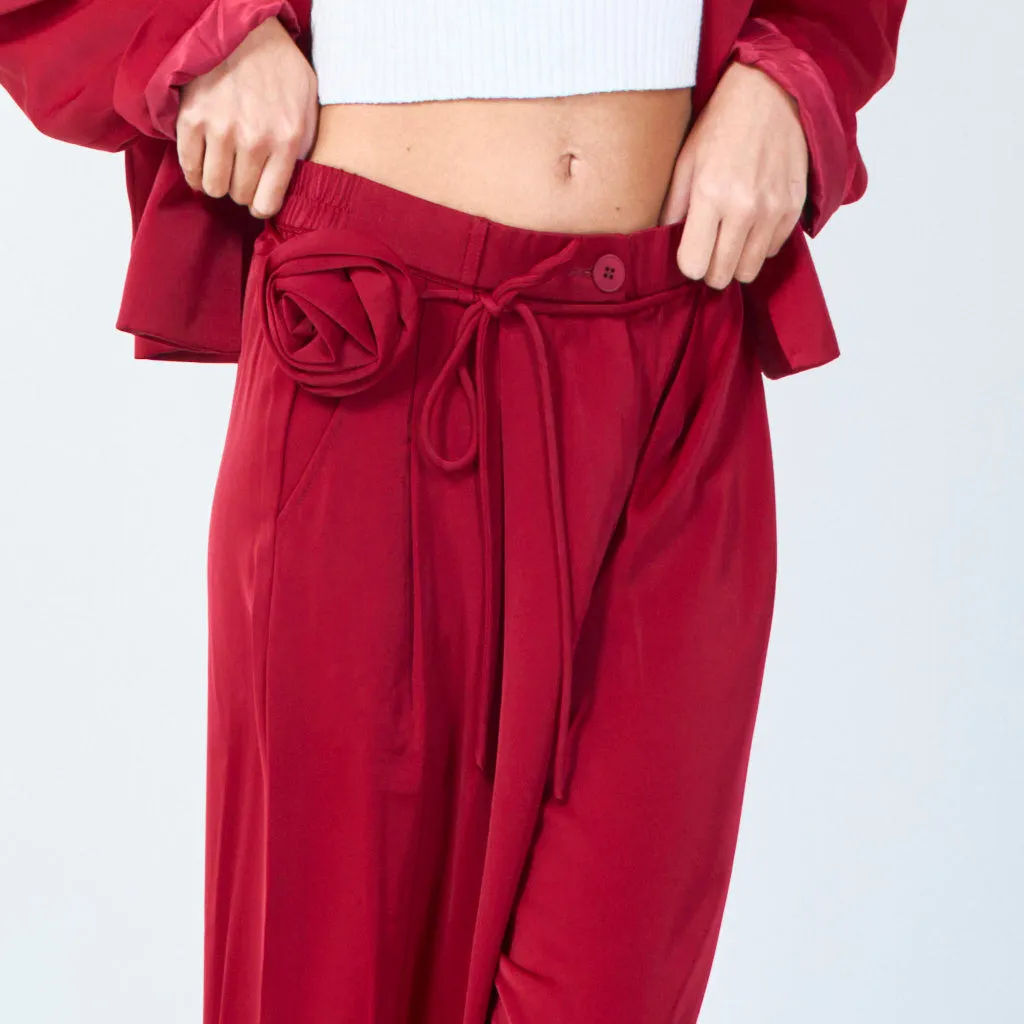 High-waist wide-leg trousers with belt wholesale