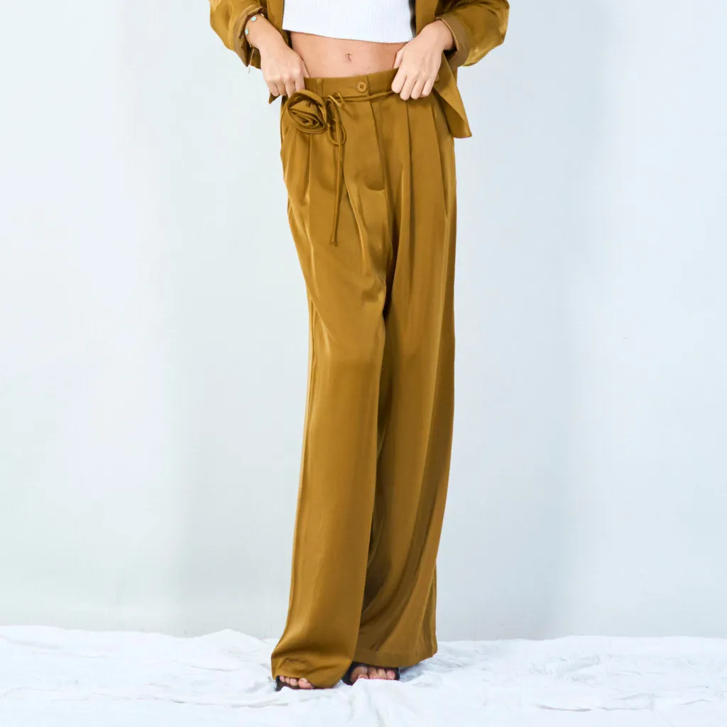 High-waist wide-leg trousers with belt wholesale