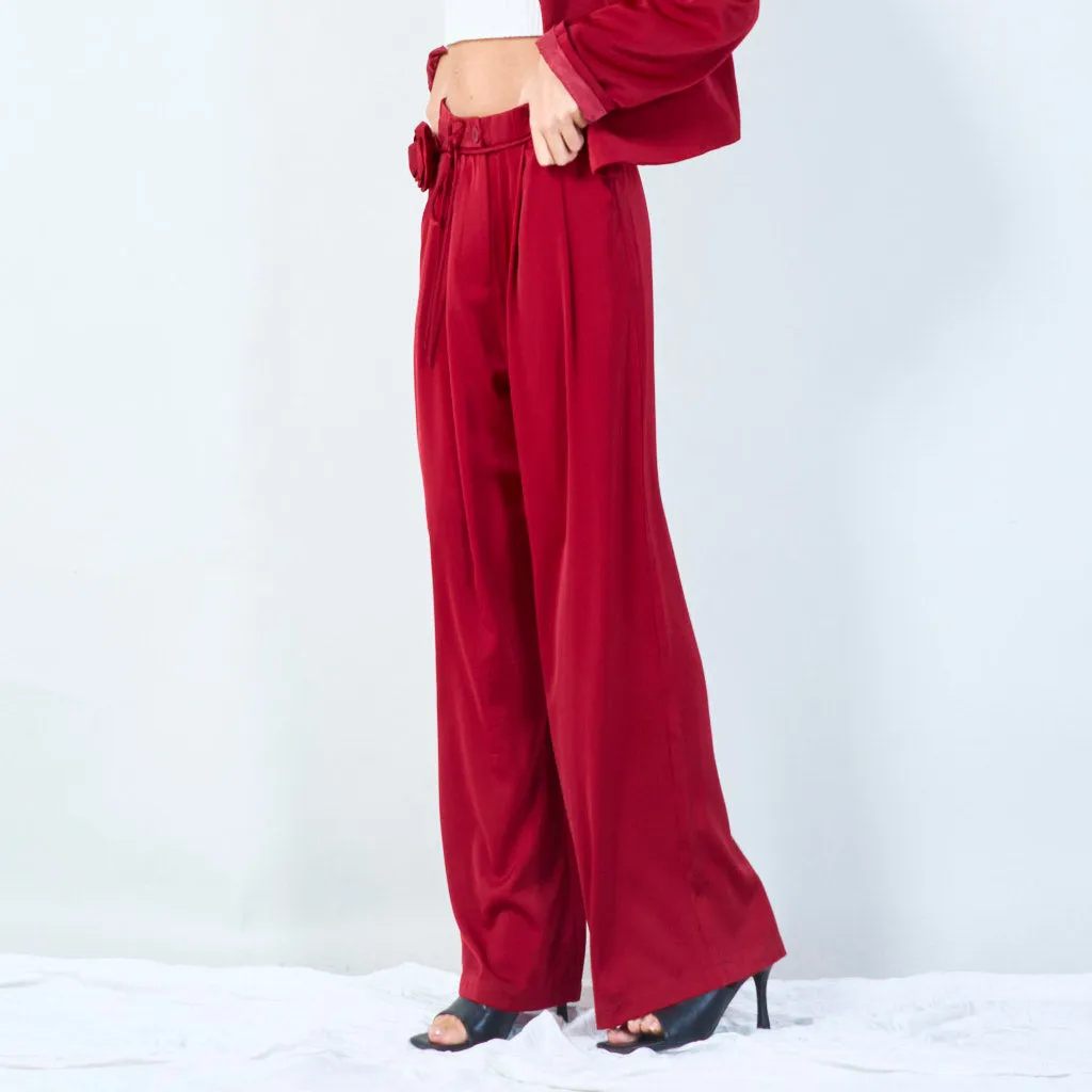 High-waist wide-leg trousers with belt wholesale