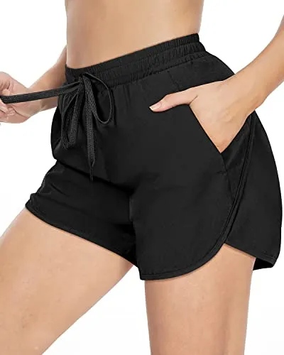 High Waisted Board Shorts for Women with Pockets UPF 50  Swim Shorts