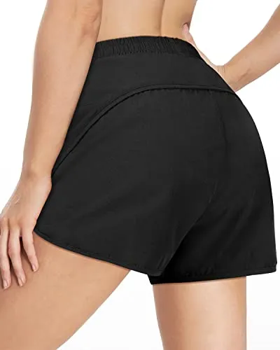 High Waisted Board Shorts for Women with Pockets UPF 50  Swim Shorts